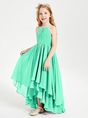 Asymmetrical Chiffon Junior Bridesmaid Dresses Turquoise