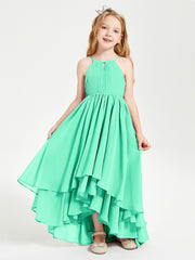 Asymmetrical Chiffon Junior Bridesmaid Dresses Turquoise