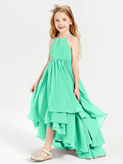 Asymmetrical Chiffon Junior Bridesmaid Dresses Turquoise
