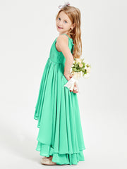 Asymmetrical Chiffon Junior Bridesmaid Dresses Turquoise