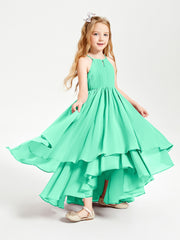 Asymmetrical Chiffon Junior Bridesmaid Dresses Turquoise