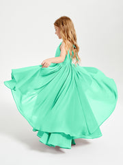 Asymmetrical Chiffon Junior Bridesmaid Dresses Turquoise