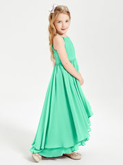 Asymmetrical Chiffon Junior Bridesmaid Dresses Turquoise