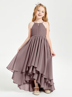 Asymmetrical Chiffon Junior Bridesmaid Dresses Vintage Mauve