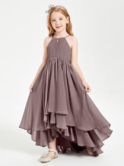 Asymmetrical Chiffon Junior Bridesmaid Dresses Vintage Mauve