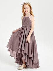 Asymmetrical Chiffon Junior Bridesmaid Dresses Vintage Mauve