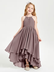 Asymmetrical Chiffon Junior Bridesmaid Dresses Vintage Mauve