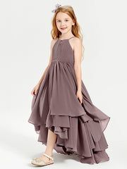 Asymmetrical Chiffon Junior Bridesmaid Dresses Vintage Mauve
