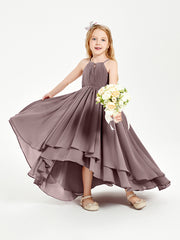 Asymmetrical Chiffon Junior Bridesmaid Dresses Vintage Mauve