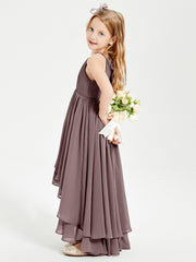 Asymmetrical Chiffon Junior Bridesmaid Dresses Vintage Mauve