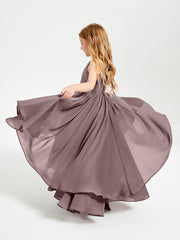 Asymmetrical Chiffon Junior Bridesmaid Dresses Vintage Mauve