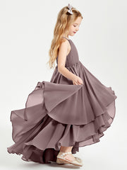 Asymmetrical Chiffon Junior Bridesmaid Dresses Vintage Mauve