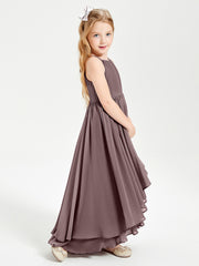 Asymmetrical Chiffon Junior Bridesmaid Dresses Vintage Mauve