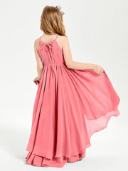 Asymmetrical Chiffon Junior Bridesmaid Dresses Watermelon