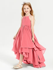 Asymmetrical Chiffon Junior Bridesmaid Dresses Watermelon