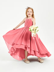 Asymmetrical Chiffon Junior Bridesmaid Dresses Watermelon
