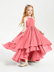 Asymmetrical Chiffon Junior Bridesmaid Dresses Watermelon