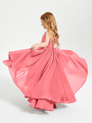 Asymmetrical Chiffon Junior Bridesmaid Dresses Watermelon