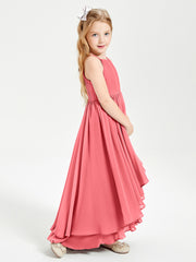Asymmetrical Chiffon Junior Bridesmaid Dresses Watermelon