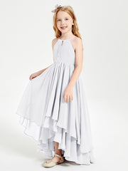 Asymmetrical Chiffon Junior Bridesmaid Dresses White
