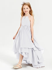 Asymmetrical Chiffon Junior Bridesmaid Dresses White