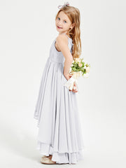 Asymmetrical Chiffon Junior Bridesmaid Dresses White