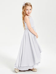 Asymmetrical Chiffon Junior Bridesmaid Dresses White