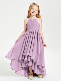 Asymmetrical Chiffon Junior Bridesmaid Dresses Wisteria