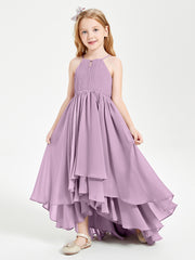 Asymmetrical Chiffon Junior Bridesmaid Dresses Wisteria
