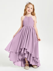 Asymmetrical Chiffon Junior Bridesmaid Dresses Wisteria
