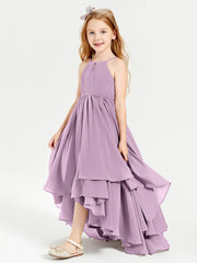 Asymmetrical Chiffon Junior Bridesmaid Dresses Wisteria