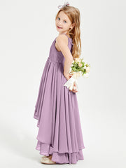 Asymmetrical Chiffon Junior Bridesmaid Dresses Wisteria