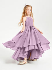 Asymmetrical Chiffon Junior Bridesmaid Dresses Wisteria