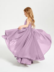 Asymmetrical Chiffon Junior Bridesmaid Dresses Wisteria