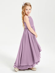 Asymmetrical Chiffon Junior Bridesmaid Dresses Wisteria