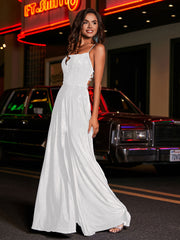 A-line Square Floor length Jersey Gown Ivory