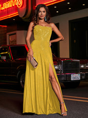 A-line Square Floor length Jersey Gown Marigold