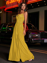 A-line Square Floor length Jersey Gown Marigold