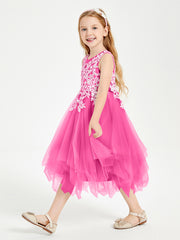 Tea Length Tulle Junior Bridesmaid Dresses Azalea