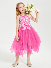 Tea Length Tulle Junior Bridesmaid Dresses Azalea