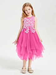 Tea Length Tulle Junior Bridesmaid Dresses Azalea