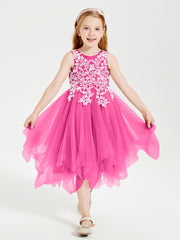 Tea Length Tulle Junior Bridesmaid Dresses Azalea