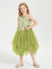 Tea Length Tulle Junior Bridesmaid Dresses Clover