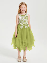 Tea Length Tulle Junior Bridesmaid Dresses Clover