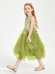 Tea Length Tulle Junior Bridesmaid Dresses Clover
