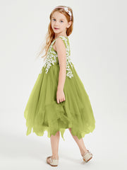 Tea Length Tulle Junior Bridesmaid Dresses Clover