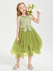 Tea Length Tulle Junior Bridesmaid Dresses Clover