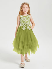 Tea Length Tulle Junior Bridesmaid Dresses Clover