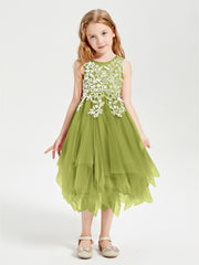 Tea Length Tulle Junior Bridesmaid Dresses Clover