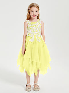 Tea Length Tulle Junior Bridesmaid Dresses Daffodil